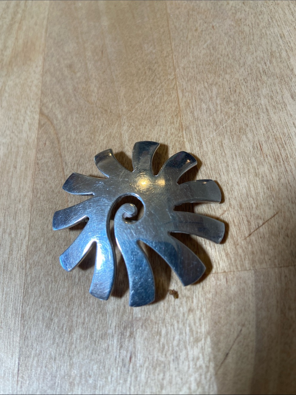 Silver Swirl Sunburst Brooch - Elegant Women’s Jewelry